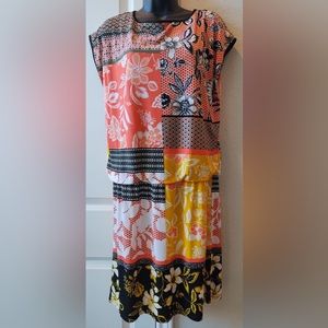 Macy's  STYLE & CO multicolor print cap sleeve dress - Sz Small